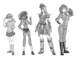 elementlizard: Commission Artwork done by: @aeolus06 Idea by Me ——————- 2012’s April dress as Velma Dinkley from “Scooby Doo” 2018′s April dress as Gina Diggers from “Gold Digger” 2003′s April dress as Aela the Huntress from