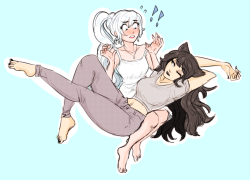 lazy warm up. probably mid-late twenties blake and weiss. age has made blake very relaxed around friends. maybe too relaxed for weiss [please click for full size]