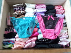 discodrake:  pantys33:  Awesome panty drawer!:)  String Bikinis.. Can I? Please? 
