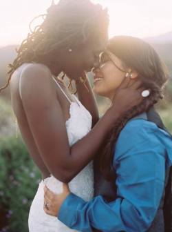 chocolattabrides: ‘When two island girls meet and fall in love’  Lisa is from Haiti and Monique is from Guam. They married November 14, 2014 in California.  Monique: ‘My original game plan was to wear a suit. Lisa and I must of been to every tuxedo