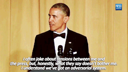 sandandglass:    President Obama with his anger translator at the 2015 White House Correspondents’ Dinner  