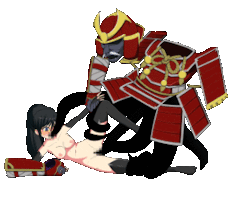 Cute and busty asian girl getting tentacle raped and groped by a Japanese hentai spirit of disembodied samurai armor and tentacles.