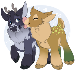 raptormutt: I think these deer are super cute together @notsafeforhoofs  O M G THIS SO CUTE HELP THANK YOU!!!!!! I LOVE HOW ALAN IS LICKING SVEN hahah