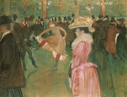 philamuseum:  In this painting of the Parisian dance hall Moulin Rouge, Henri de Toulouse-Lautrec depicts a gangly male dancer in a top hat. This dancer, known as Valentine the Boneless, was so sinewy and agile that his legs appeared to be made of rubber
