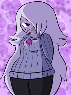 codykins123:  Amethyst in Turtleneck Sweater by Codykins123 To all of my haters flipping their shit out at me for the drawing I made a couple days ago, IT WAS JUST A FUCKING QUICK SKETCH!!! I mean, did you honestly thought I would make Amethyst thin just