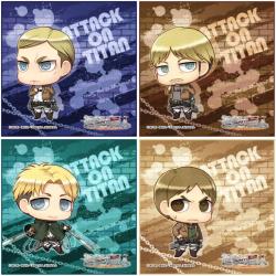  New official chibi merchandise of Mike, Nanaba, and Moblit have been unveiled as an upcoming set of mini towels, to be released in April 2015! (Source)  Erwin also accompanies them.