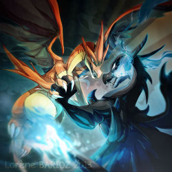 alternative-pokemon-art:  Artist Mega Charizard X and Y by request.  awesome! X3