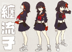 askgraphiteknight:  h0saki:  h0saki:  Ryuko  drawings by Kill la Kill character designer and chief animation director Sushio, featured in his full-colored artbook “LOVE LOVE KLKL”.    Added the Jersey-Ryuko page that I forgot and scanned/edited the