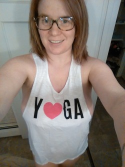 little-peppermint-hotwife:  Who wants to do yoga with me? My new shirt. Love it!  #ginger #hotwife #allme #nympho