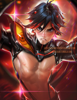 sakimichan:Time for some female into male piece : )Kill la kill . I had a lot of fun with this one! big fan of the anime and sparkles is pretty iconic in that anime XD also I love painting sexy men! PSD,Video process, High res of this piece and others