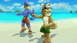 togepi1125:  Fox and Falco in a swimsuit by AmarL★. https://miiverse.nintendo.net/posts/AYQHAAABAACNUKE5DOX9Cg 