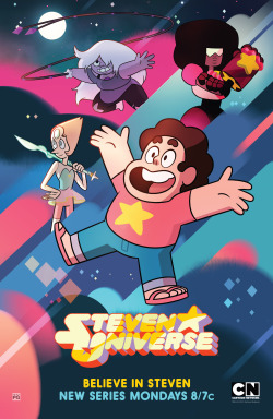 The Steven Universe Poster is out! Characters drawn by me, inked by Danny Hynes, and painted by Amanda Winterstein. Poster comp and color finalized by CN&rsquo;s creative team. And logo by Kevin Dart! Thanks so much to everyone who&rsquo;s excited and