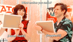 leepacey: [x]  Mary Elizabeth Winstead and Aaron Tveit - &ldquo;Watch! Magazine&rdquo; asks the stars of BrainDead &ldquo;What makes you smile?&rdquo; (june 2016)