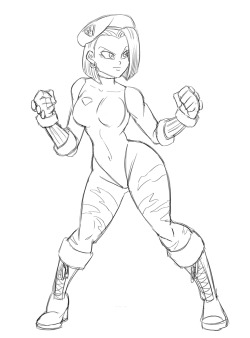   Anonymous said: Can you draw android 18 in a cosplay of cammy from street fighter please?  Fun fact: I pick Cammy all the time!