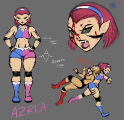 Went back to my wrestler OCs(aka my non porn stuff).Haven&rsquo;t drawn Azrea in a long ass time. Other stuff I didn&rsquo;t think of last time I drew her: She&rsquo;s 5'8&quot; and weighs a little under 160lbs, She&rsquo;s the current champion and has