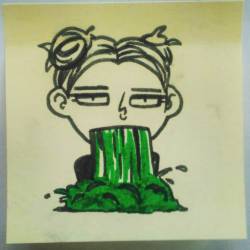 New quickie Post-It!! Lately i’ve been really “sick of your shit, humans” Puke you! #postitlife #quicksketch #reallyquick #dirty #puke #me #littlebuns #green #markers Follow me on Instagram!