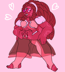 jen-iii:  I drew elasticitymudflap‘s Garnet/Rose fusion Rhodochrosite!She’s made our of Pure Love omfg I had to add the little heart glasses I am sorRY
