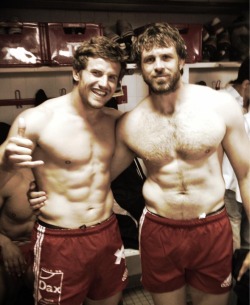 rugbyplayerandfan:  hairyathletes:  Massive hairy hunk of man is rugby player Florentine Gibouin. Dude  on left looks like a pussy with his chest shaven  Wow - what a greater photo  Rugby players, hairy chests, locker rooms and jockstraps Rugby Player