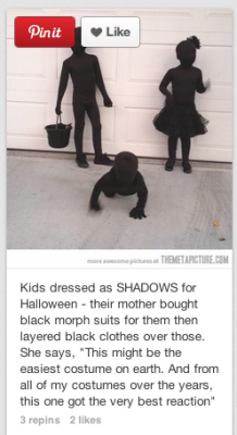 meatballs-and-spaghetti:  hallowcrisis:  vlogbloopers:  TERRIFYING  heartless costumes!  how the fuck your dumb ass kids gonna go trick or treating at night as fucking shadows they’ll get kidnapped and you’ll just keep walkin like haha Timmy try to