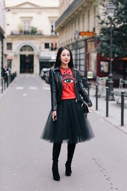 topshop:    Black hero pieces and a red statement jumper – wow!  