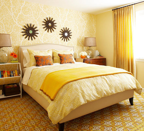 White and yellow bedroom decorating ideas