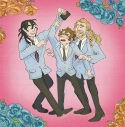 ewelock:   anon said: I really liked your Ouran Hobbit drawing of earlier! Can you do one with Fili and Kili teasing Bilbo like the twins teasing Haruhi?  Yeah, sure! Here you go. Thanks for submitting anon. c: 