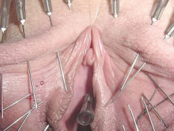 BDSM play piercing, needle play.