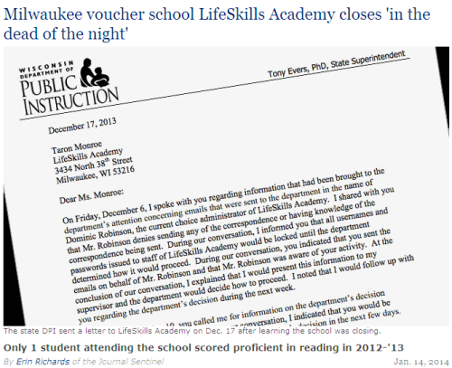 Milw. Journal Sentinel - Milwaukee voucher school LifeSkills Academy closes 'in the dead of the night'