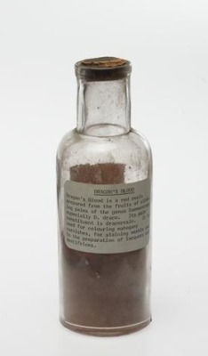 Apothecary Jar - Dragon&rsquo;s Blood, circa 1900. Clear glass jar containing Dragon&rsquo;s Blood used in the pharmacy of a mental health hospital, Victoria, Australia, circa 1900. Dragon&rsquo;s blood is a red resin prepared from fruits of climbing