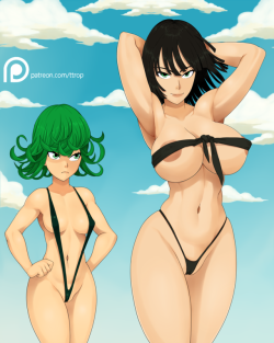 the-ttrop: Patreon raffle winner wanted fubuki in bikini, i decided tatsumaki also needed to be in there so just threw her in as well lol.  interested in my raffles? check my patreon out HERE  &lt; |D’‘‘‘‘‘