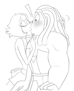 heckyeahbispearl:  susiebeeca:   ~Surprise smooch!~ I found an old doodle and decided to line it, cause what the hell :D   now this folks… this is it…  