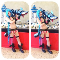 aecosplay:  Funny expressions between one picture and another :P me as Jinx ;) #jinx #luccacomics #fishbone #lol #league #leagueoflegends #champion #loosecannon #getjinxed #cosplay #cosplayer #cosplaygirl #otaku #gamergirl #videogame #girl #bikini #cospla