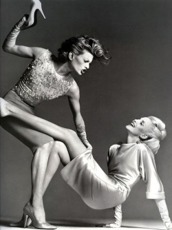 fauxpasfemme-blog-deactivated20:  Kristen McMenamy and Nadja Auermann photographed by Richard Avedon for Versace S 1995 