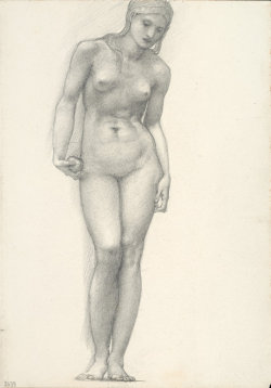 snowce:  Sir Edward Burne-Jones, Venus with Golden Apple in Right Hand, for the Troy Triptych (sketchbook #2639), c. 1873–77 
