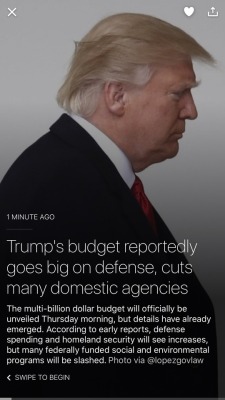 odinsblog: Trump is slashing funding to public education, social safety net and domestic programs, but adding to the largest military budget in the world. And the increased funding to Homeland Security and the Veterans Administration is quietly being