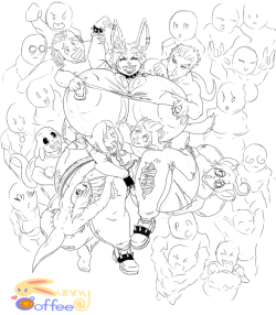 bunnycoffeelatte:PATREON SKETCH** Crowd surfing bunnyJust a depiction of My bunny some few years in the future, crowd surfing at a rock concert, which I posted to Patreon first. All the patrons that wanted to be featured in the picture got to be holding