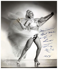 Sally Keith           aka. &ldquo;Queen Of The Tassels&rdquo;.. Vintage autographed promo photo, dated from 1954..