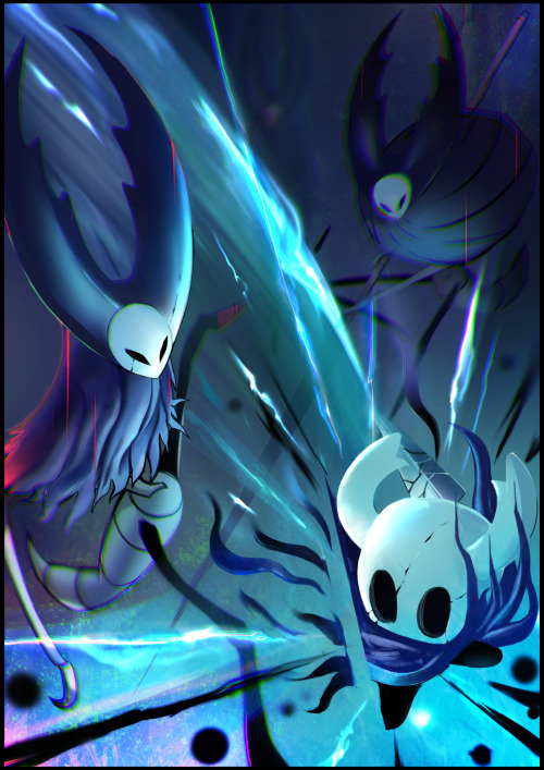 momomomomomomoa:Sisters of Battle is My most favorite boss battle in hollow knight. This art is focus on battle mantis lords tho. They are so cool. Battles with them is very very fun. I love these characters.