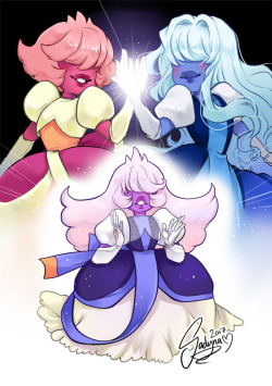 sadynaxart:So I made fusion for two Sapphires :’DDD I had to, Sapphire is my fav gem and pad isn’t helping! I LOVE her &lt;3