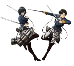 norichuu:  Levi &amp; Mikasa with new uniforms for "Attack on Titan" Browser GameThanks nymphsandcheese!  