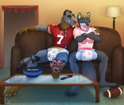 dailydiaperfur:  The best way to make sure you don’t miss ANY of the game. Art by Colt3n. 