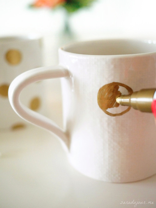 DIY Gold Sharpie Dot Mugs