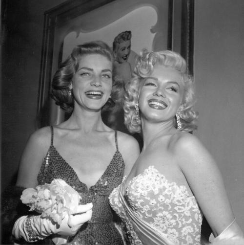 thecinamonroe:  Marilyn Monroe and Lauren Bacall at the premiere of “How To Marry a Millionaire” in Los Angeles, CA on November 4, 1953.