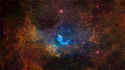 the-future-now:  Hubble just spotted an enormous bubble in spaceA series of images taken by Hubble shows a star blowing a massive bubble in space. Nicknamed the “Bubble Nebula,” it spans about 7 light-years across. The star creating the bubble is