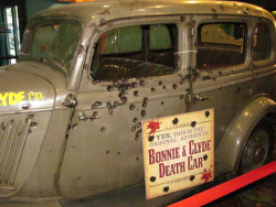 luciferlaughs: Bonnie and Clyde’s bullet-riddled death car now on display at Whiskey Pete’s Casino in Primm, Nevada, outside of Las Vegas, nearly eight decades after their shooting spree and demise. 
