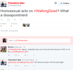happy-cacti:  disgustednoise:So, apparently the Walking Dead, added a Homosexual Male Couple, and they got some bad responses from a few, such a shame, some people are like this.( i don’t watch the show but coming from the responses, like these, i can