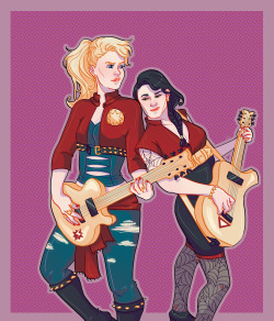 kelslk:  but what if carol and jess rock duo au awesome outfits are by vyllalala from her high school delinquent au drawing!! 