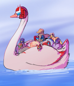 coralusblog:  herzspalter:  Mamaswan Ratchet with his favorite babies on their mission to get the lost baby.  OHMYGODDDDD