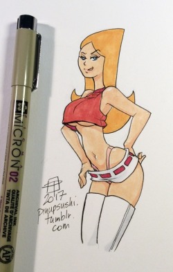 pinupsushi:Trashy Candace tiny doodle - who, after a major growth spurt, has wound up “ironically” BUSTED!