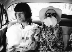 hayworths:  Mick Jagger and Marianne Faithfull eating candy floss, photographed by Adger Cowans in 1968. 